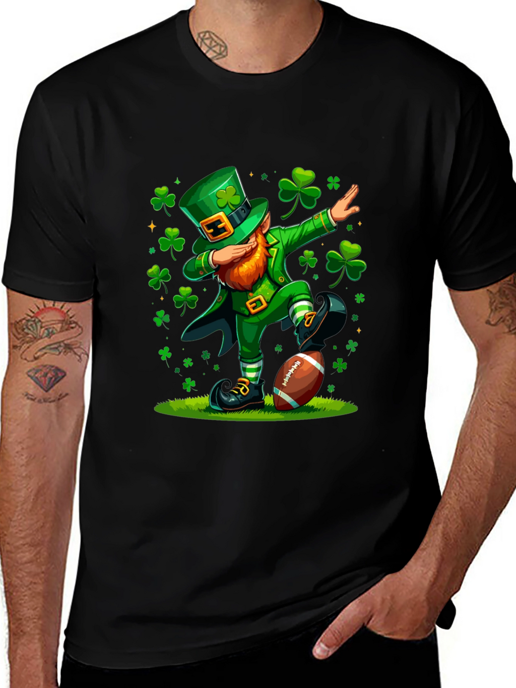 St Patricks Day Leprechaun Dabbing Football T-Shirt