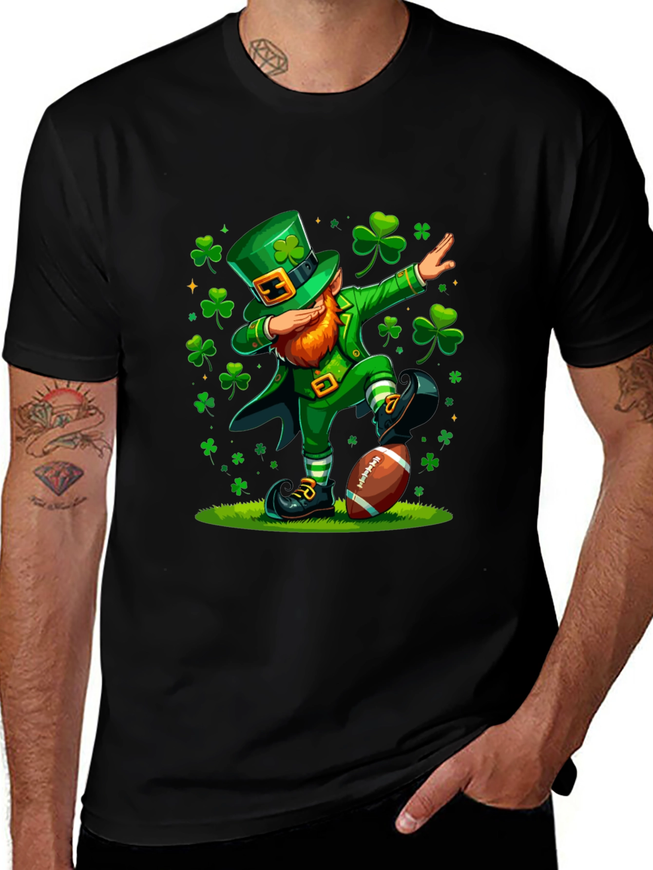 St Patricks Day Leprechaun Dabbing Football T-Shirt