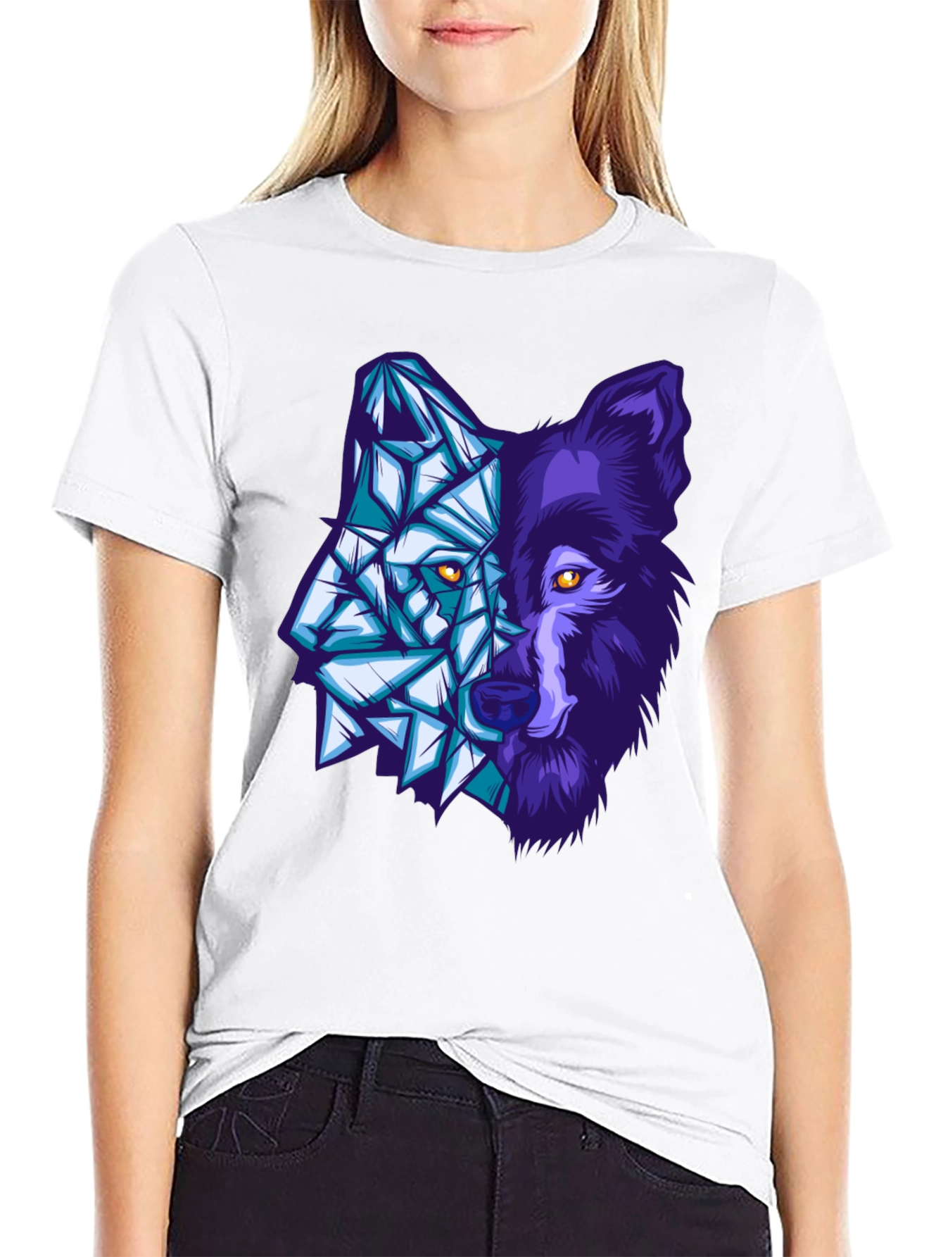 Geometric Wolf Graphic Tee - Unique Design