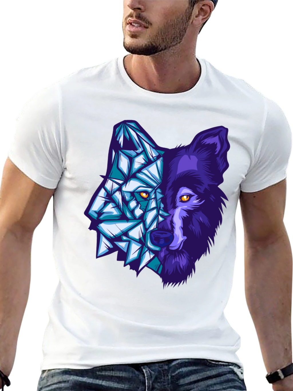 Geometric Wolf Graphic Tee - Unique Design