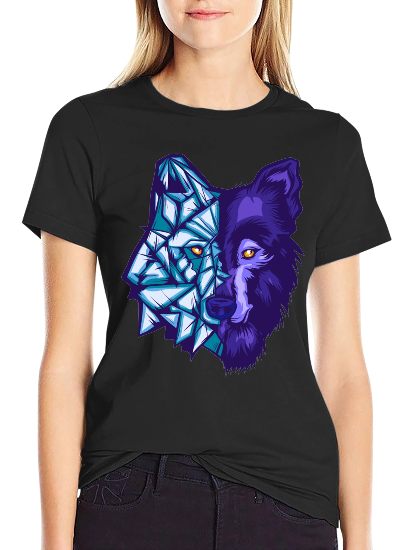 Geometric Wolf Graphic Tee - Unique Design