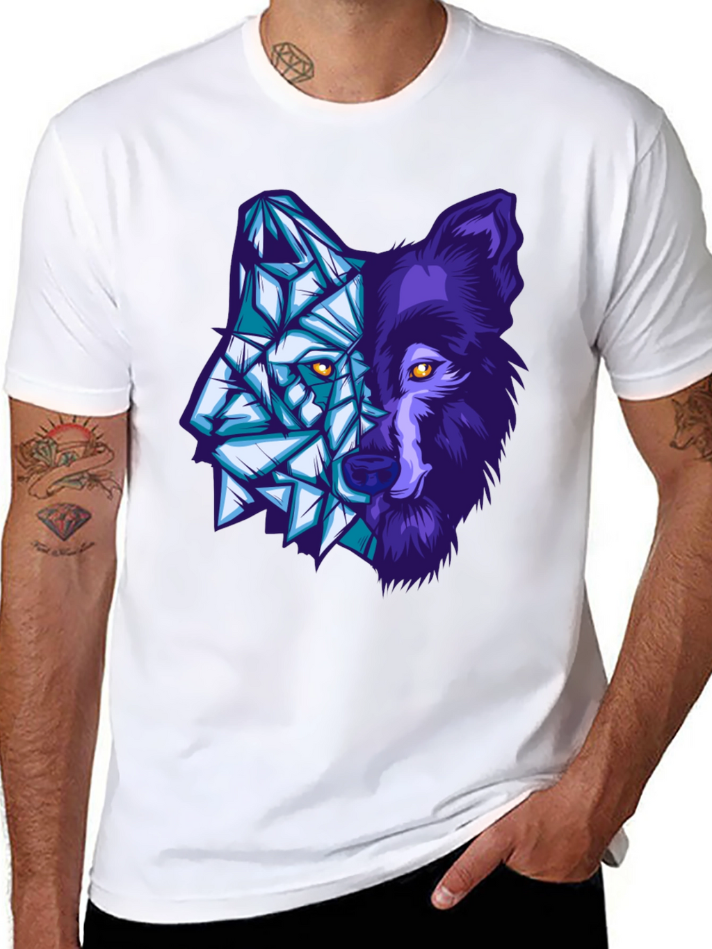 Geometric Wolf Graphic Tee - Unique Design