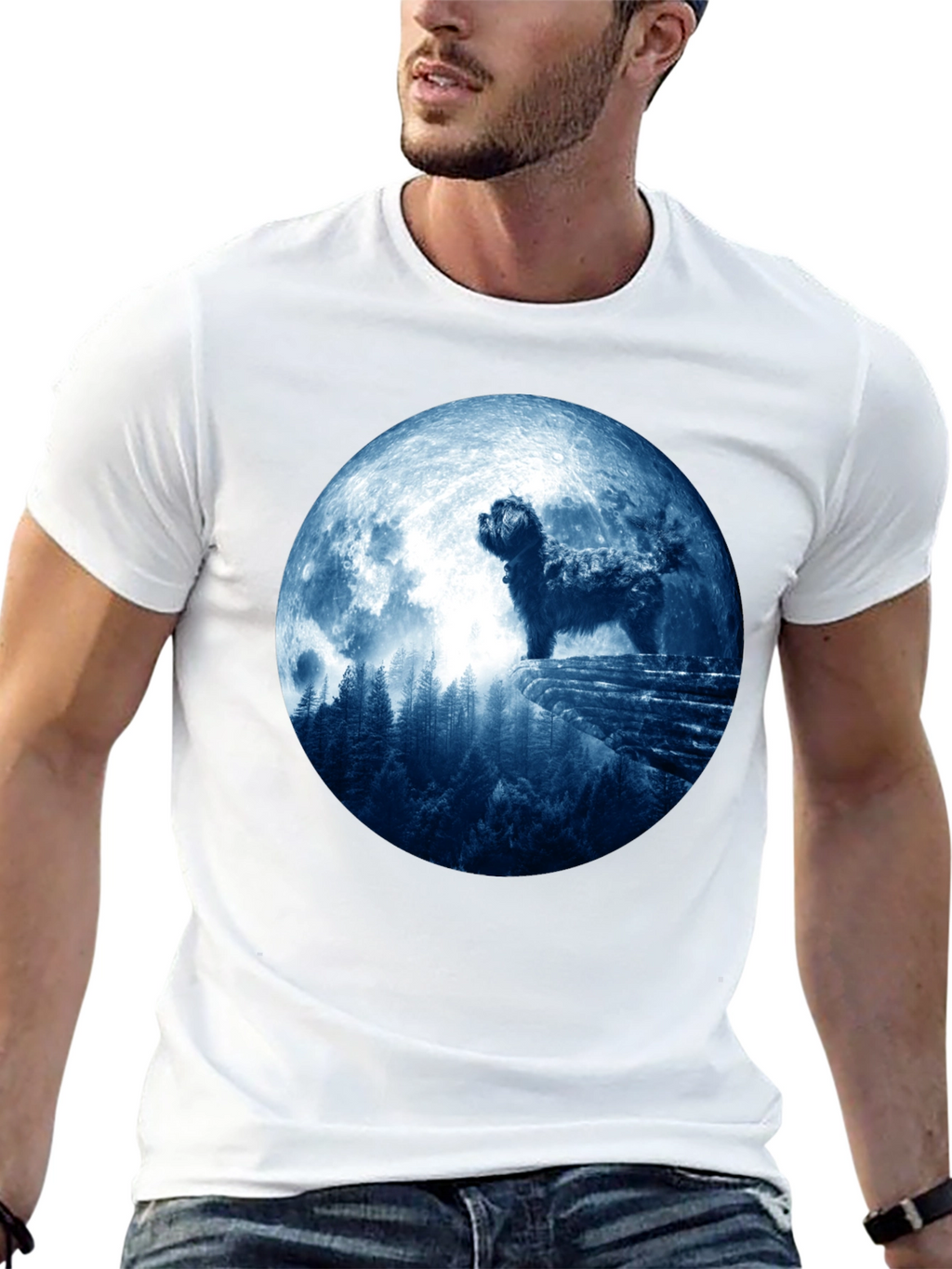 Dog Moon T-Shirt - Mens Black Tee