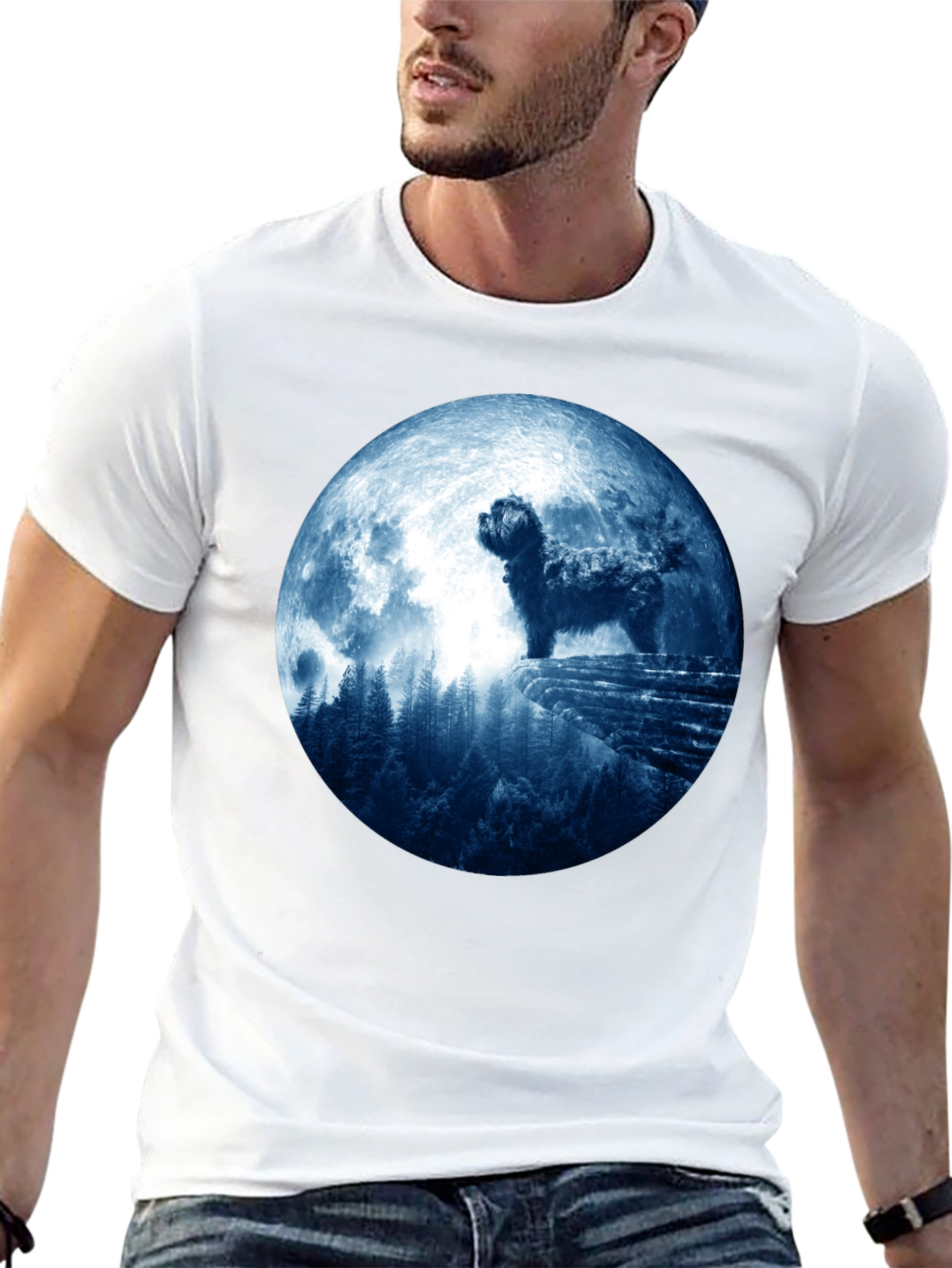 Dog Moon T-Shirt - Mens Black Tee