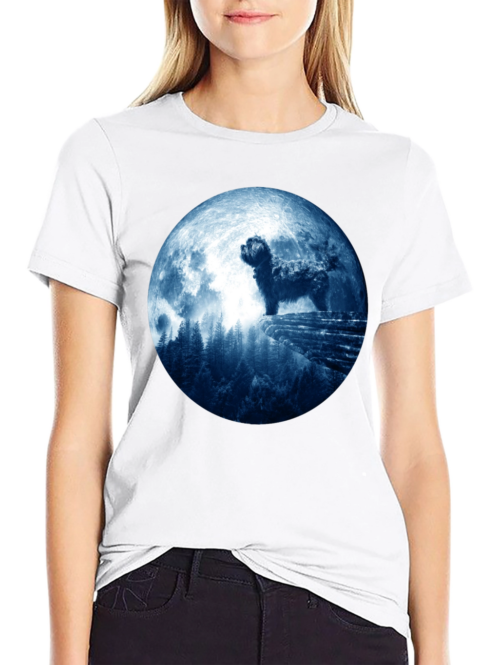 Dog Moon T-Shirt - Mens Black Tee