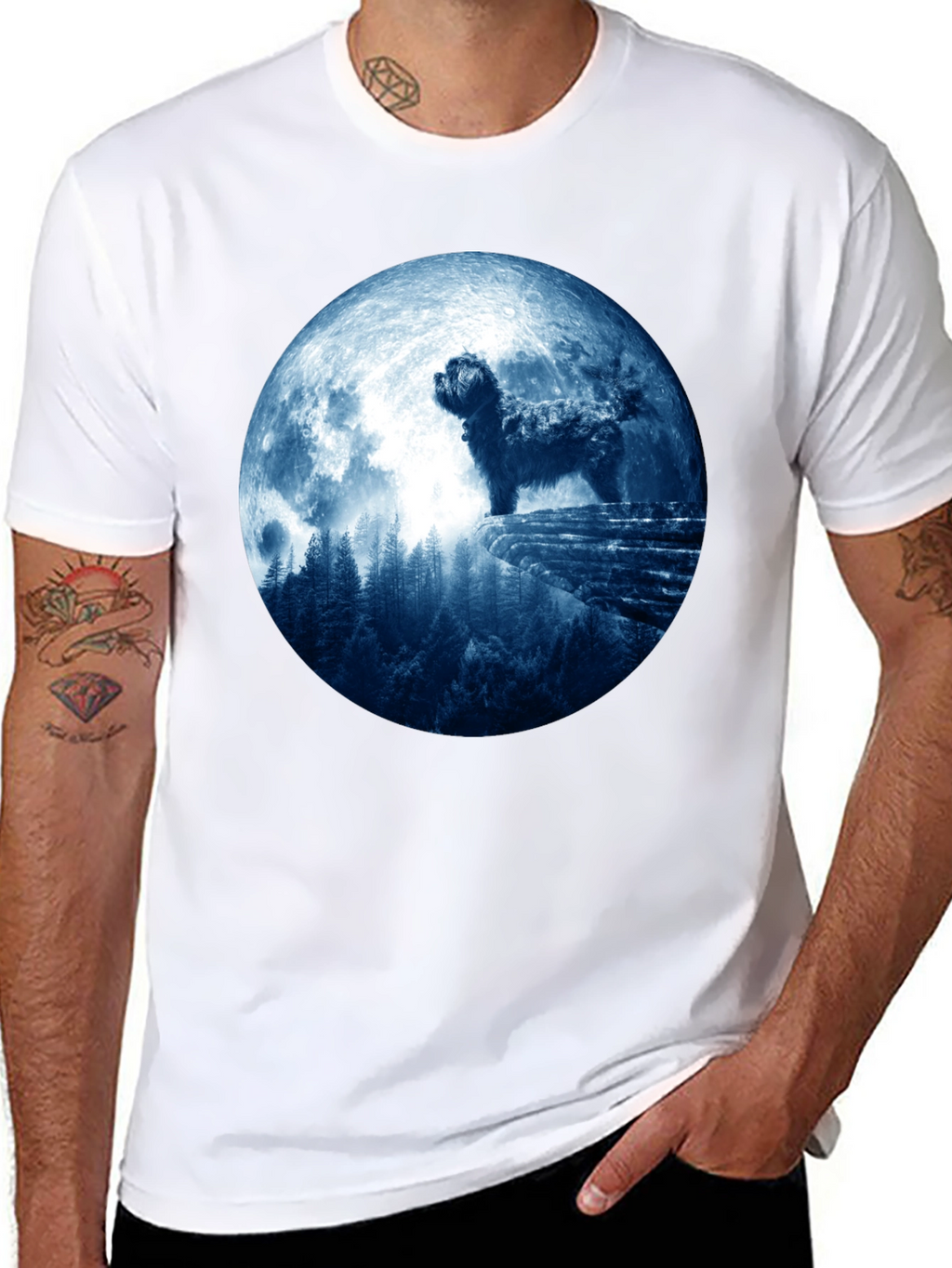 Dog Moon T-Shirt - Mens Black Tee