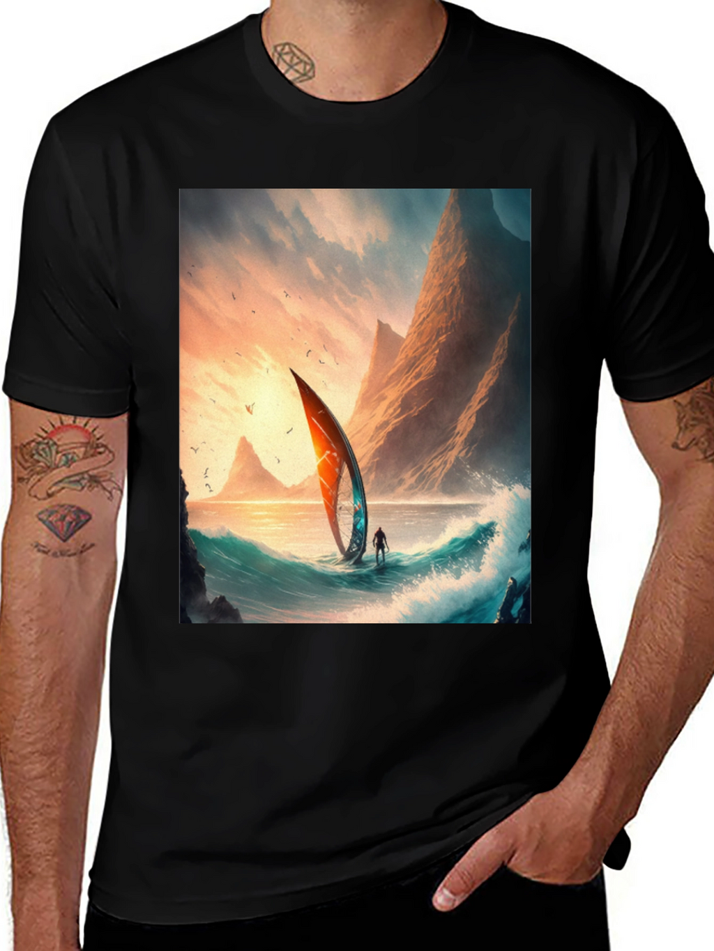 Sailboat Scene Graphic Tee