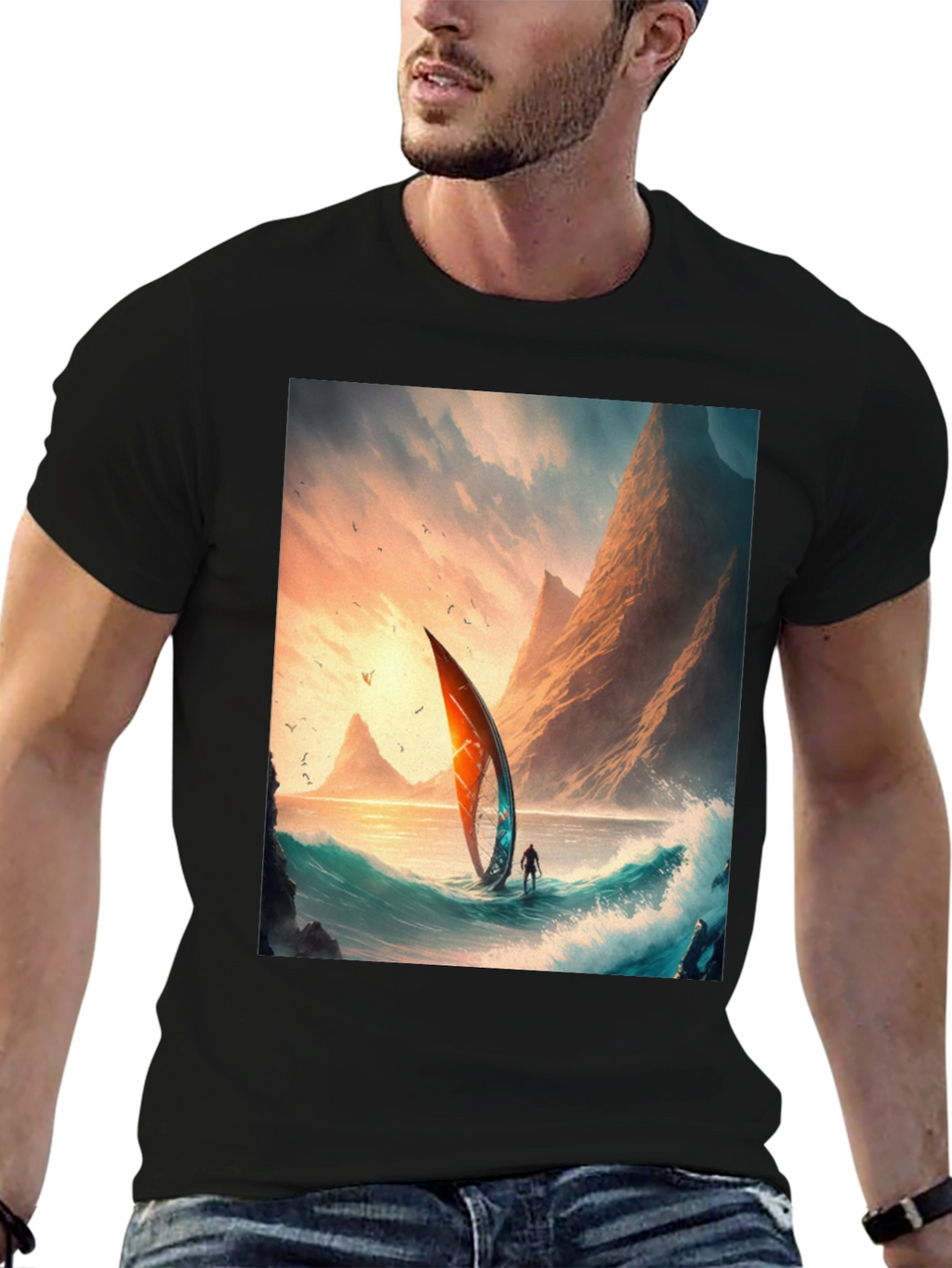 Sailboat Scene Graphic Tee