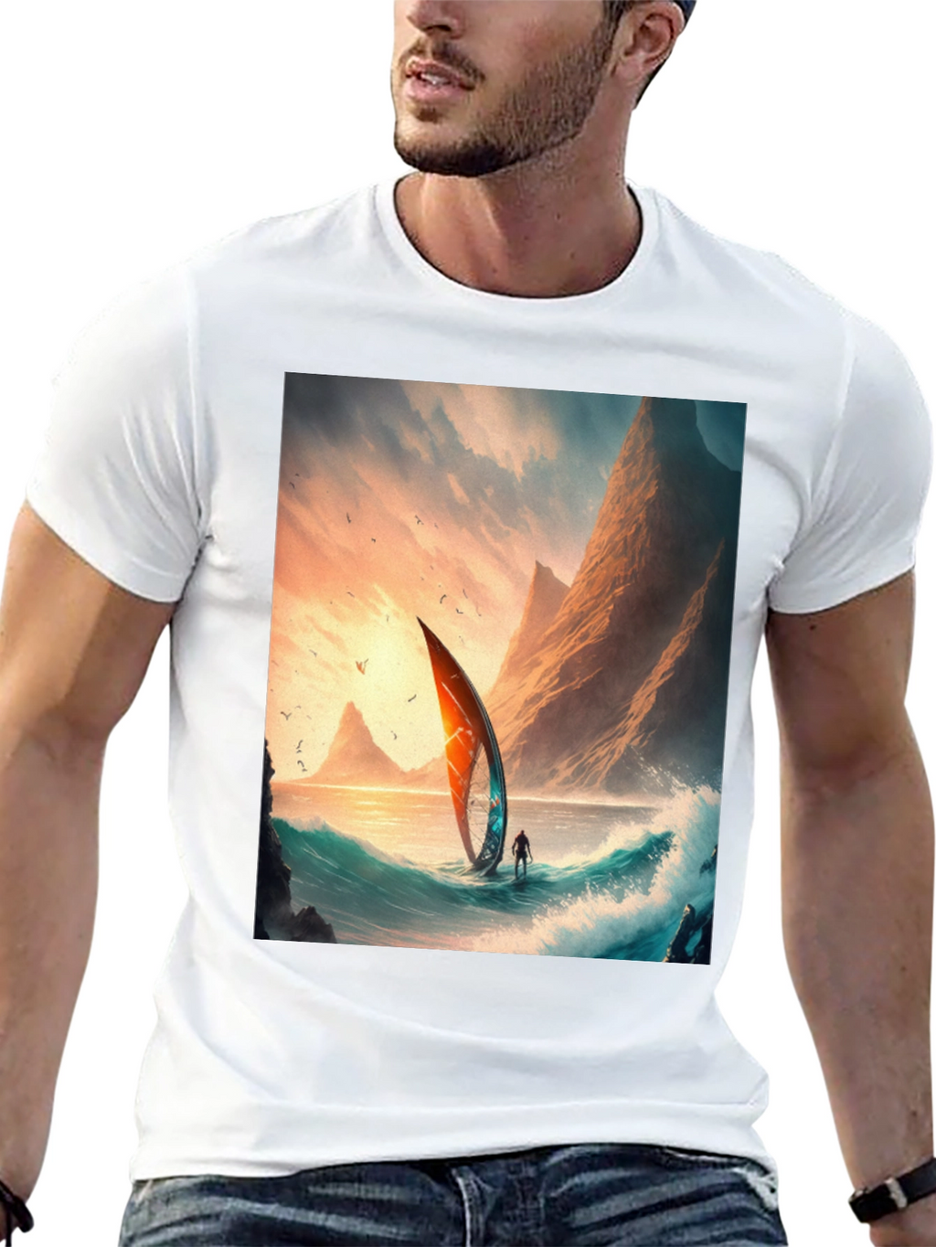 Sailboat Scene Graphic Tee