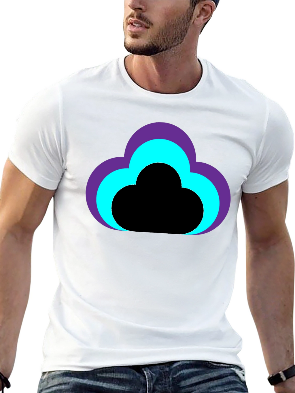 Cloud Design Black T-Shirt