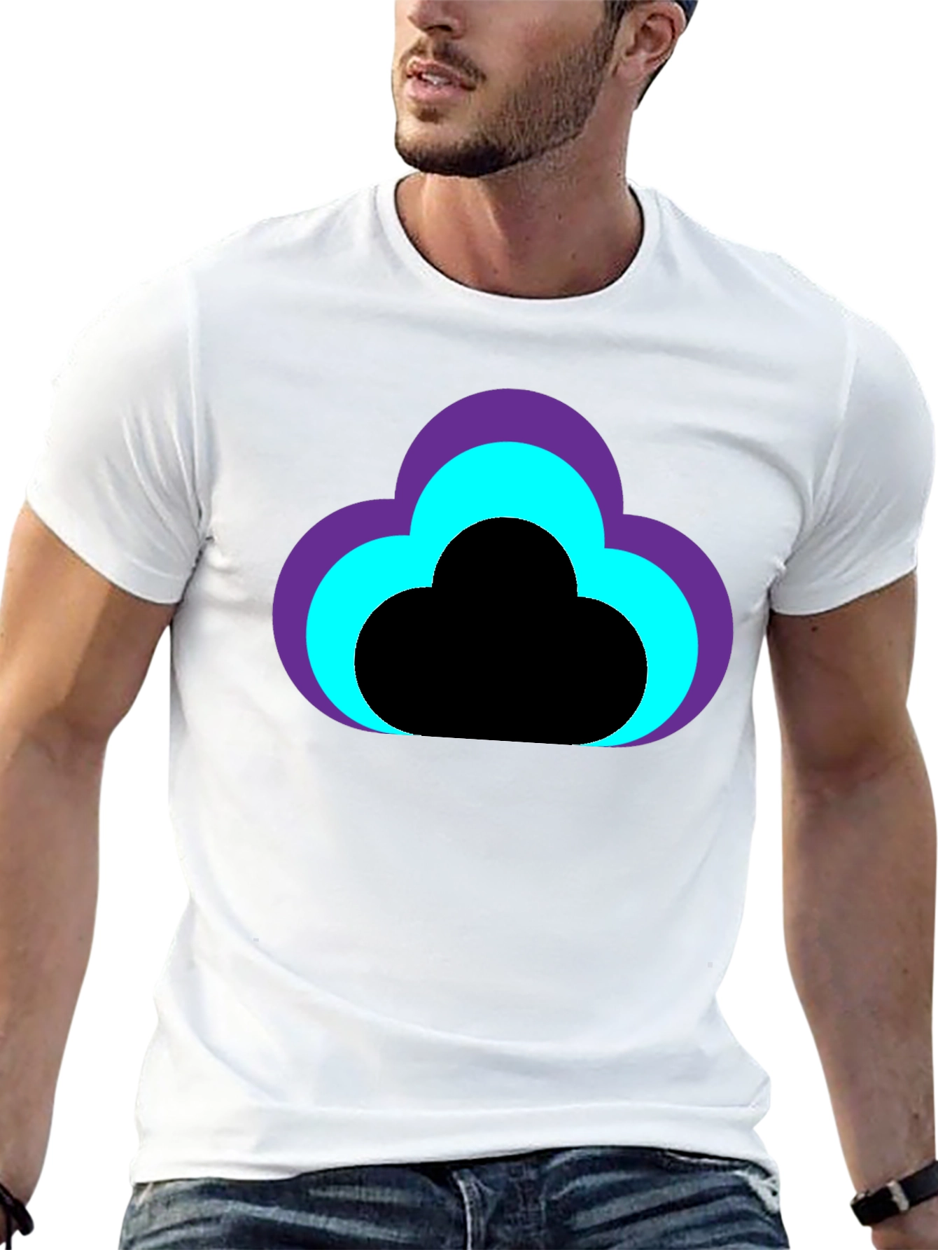 Cloud Design Black T-Shirt
