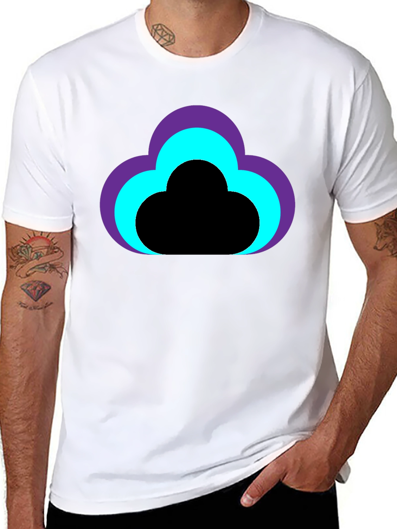 Cloud Design Black T-Shirt