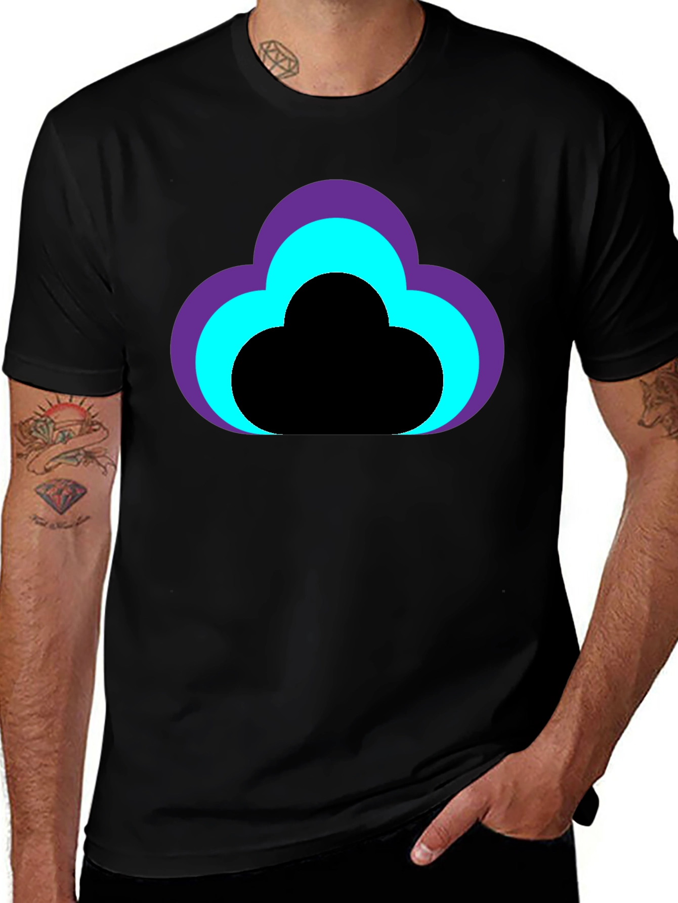 Cloud Design Black T-Shirt