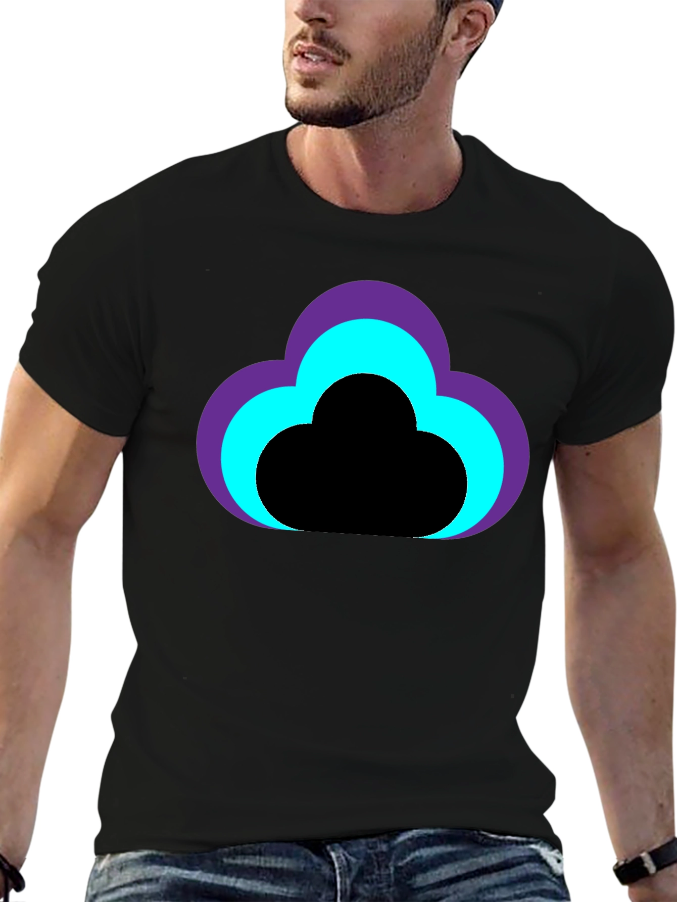 Cloud Design Black T-Shirt