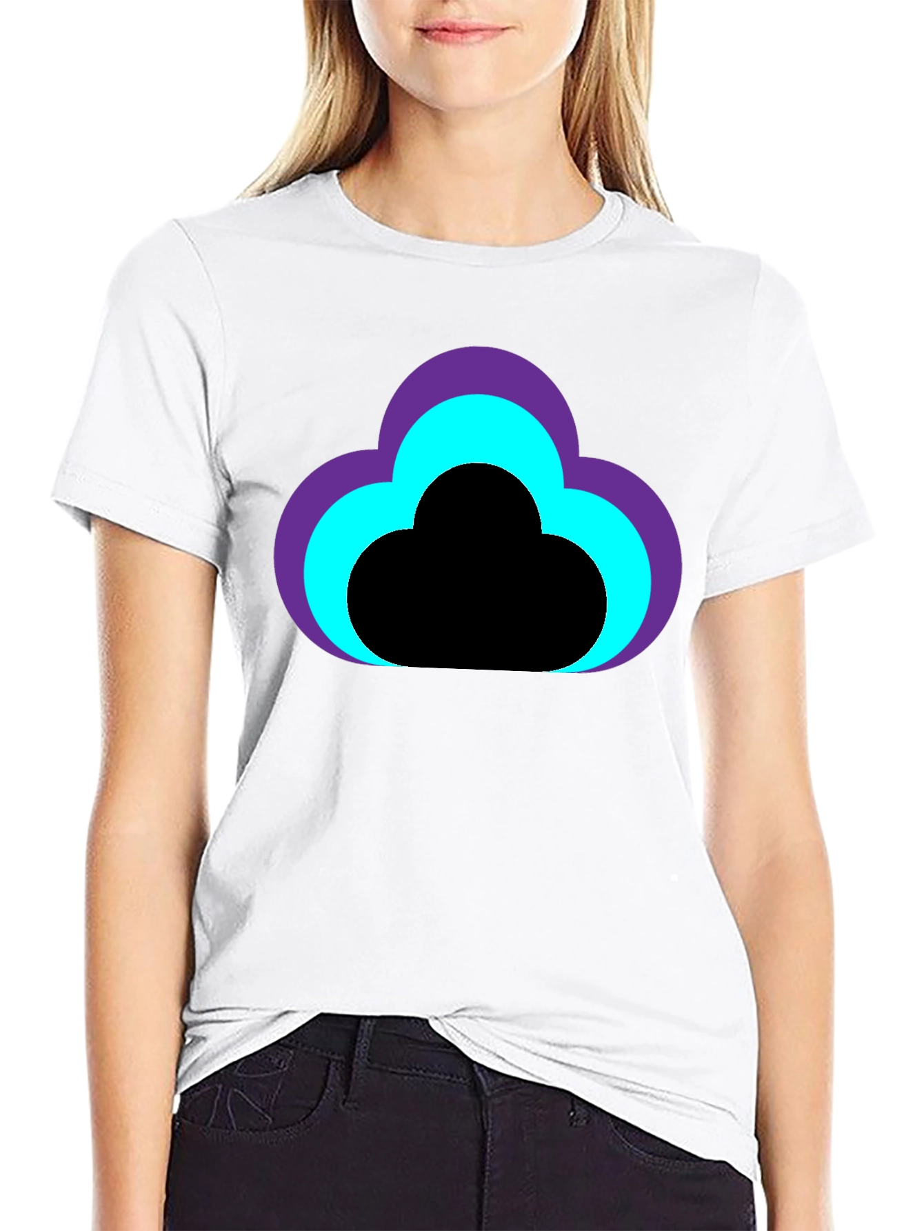 Cloud Design Black T-Shirt