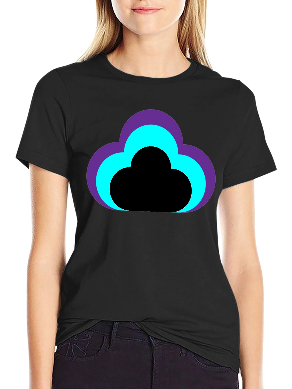 Cloud Design Black T-Shirt