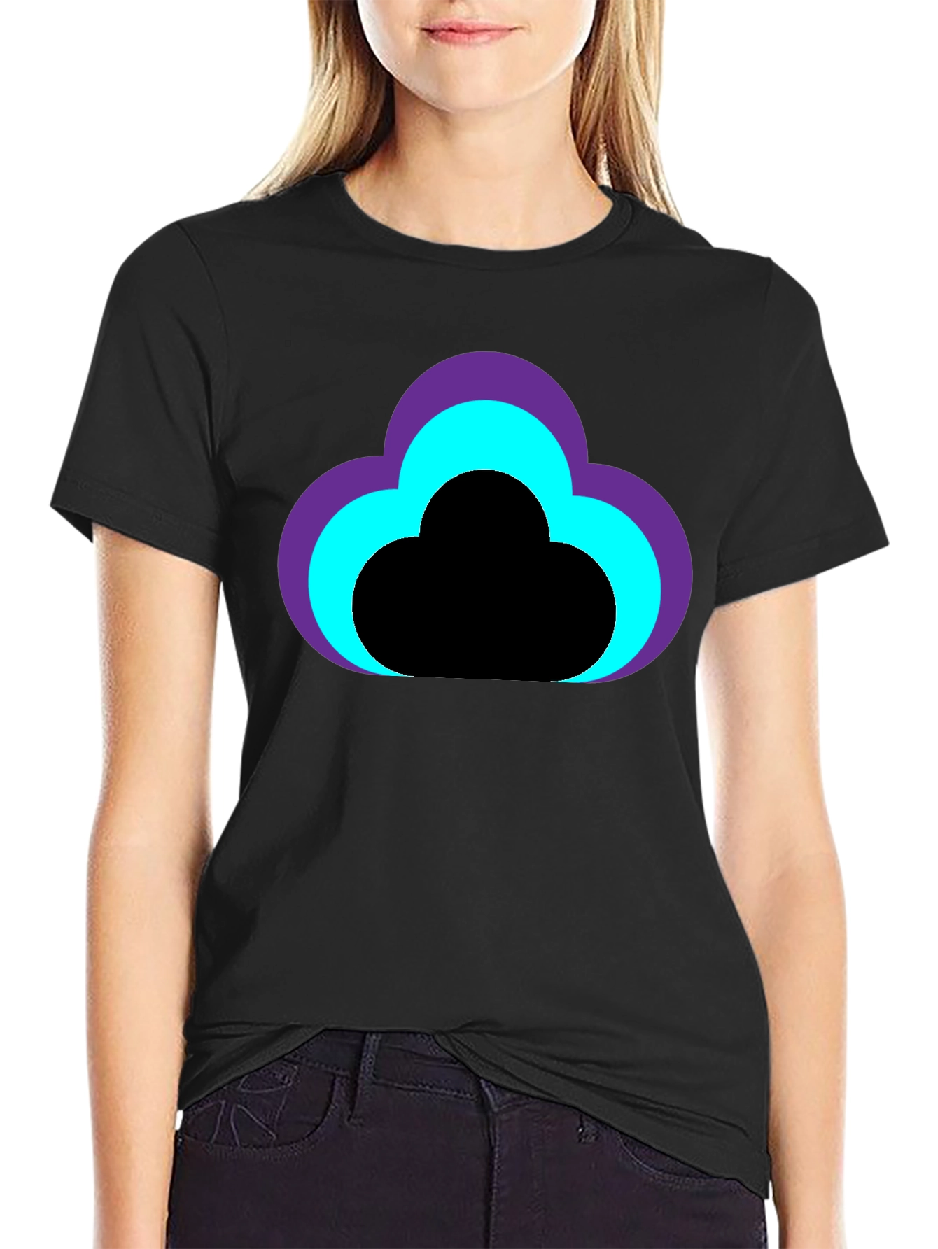 Cloud Design Black T-Shirt