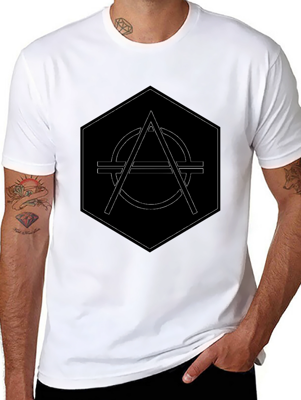 Geometric Graphic Print Black T-Shirt