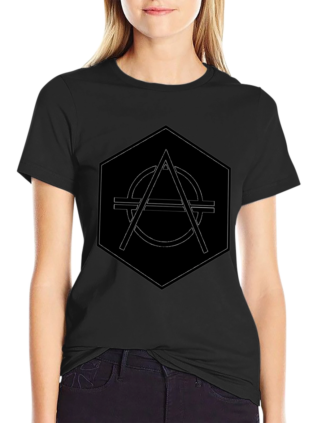 Geometric Graphic Print Black T-Shirt