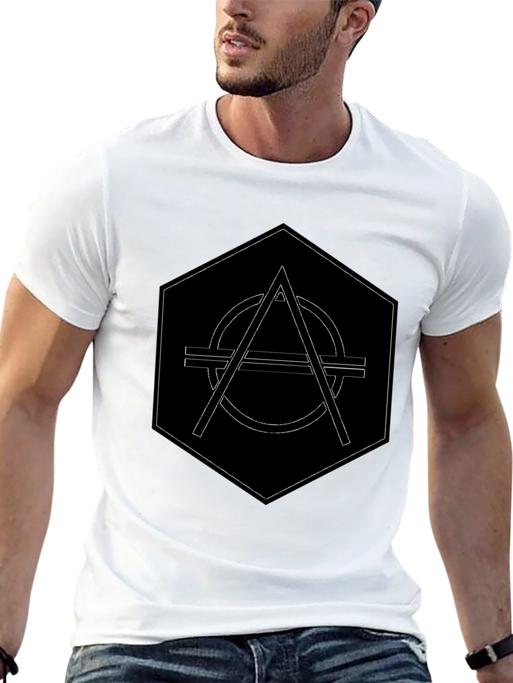 Geometric Graphic Print Black T-Shirt