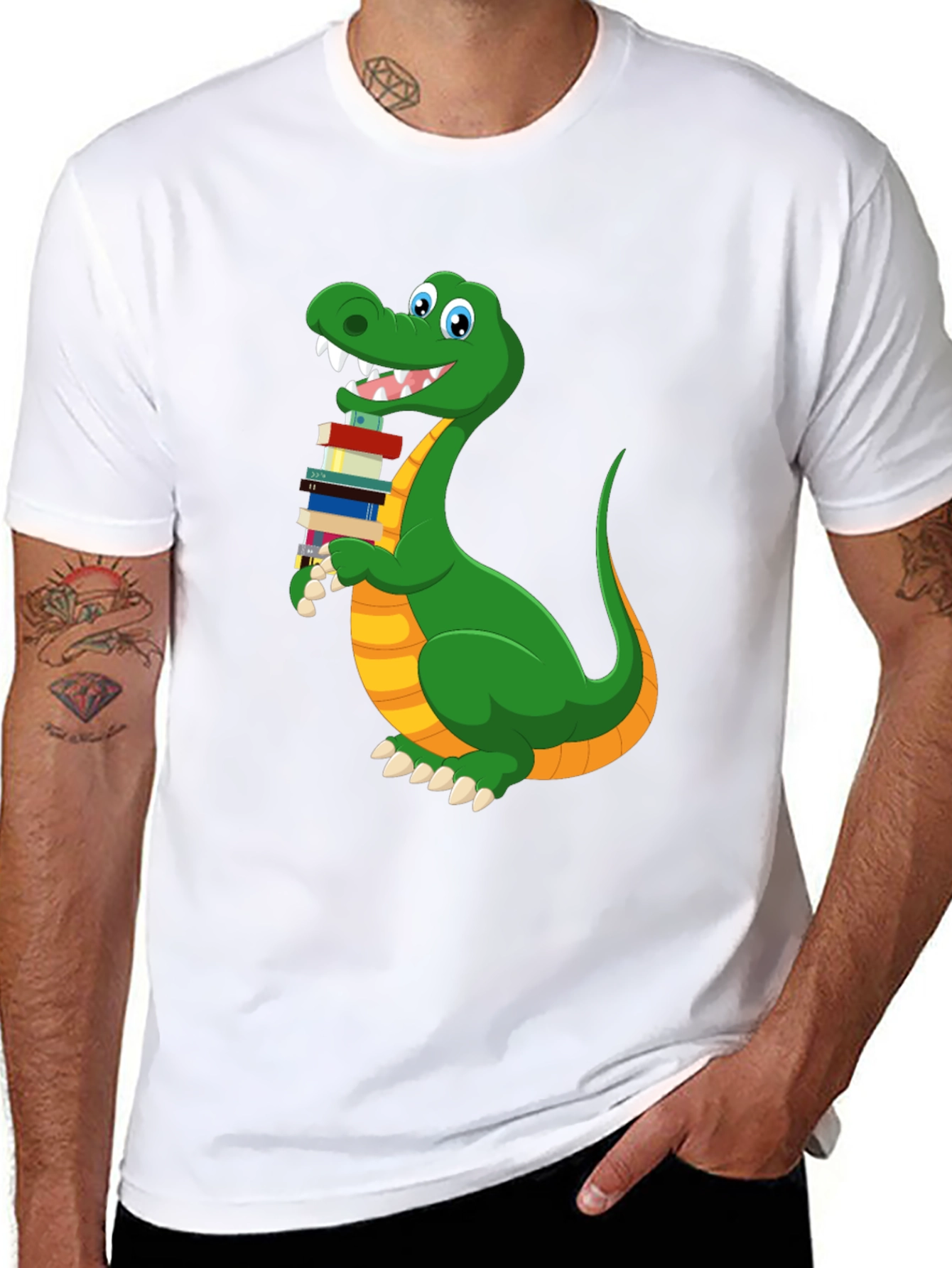 Bookworm Dinosaur Graphic T-Shirt