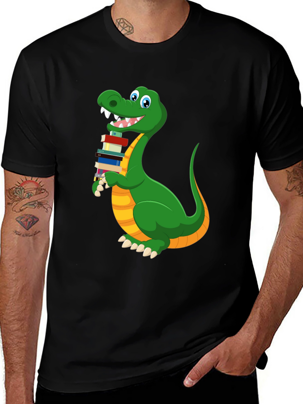 Bookworm Dinosaur Graphic T-Shirt