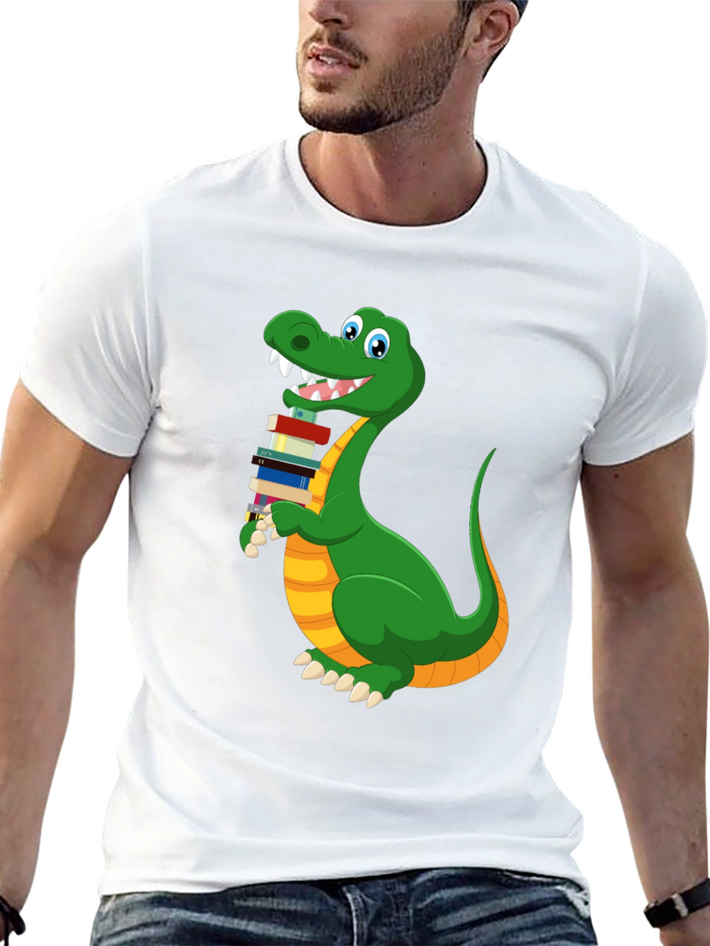 Bookworm Dinosaur Graphic T-Shirt