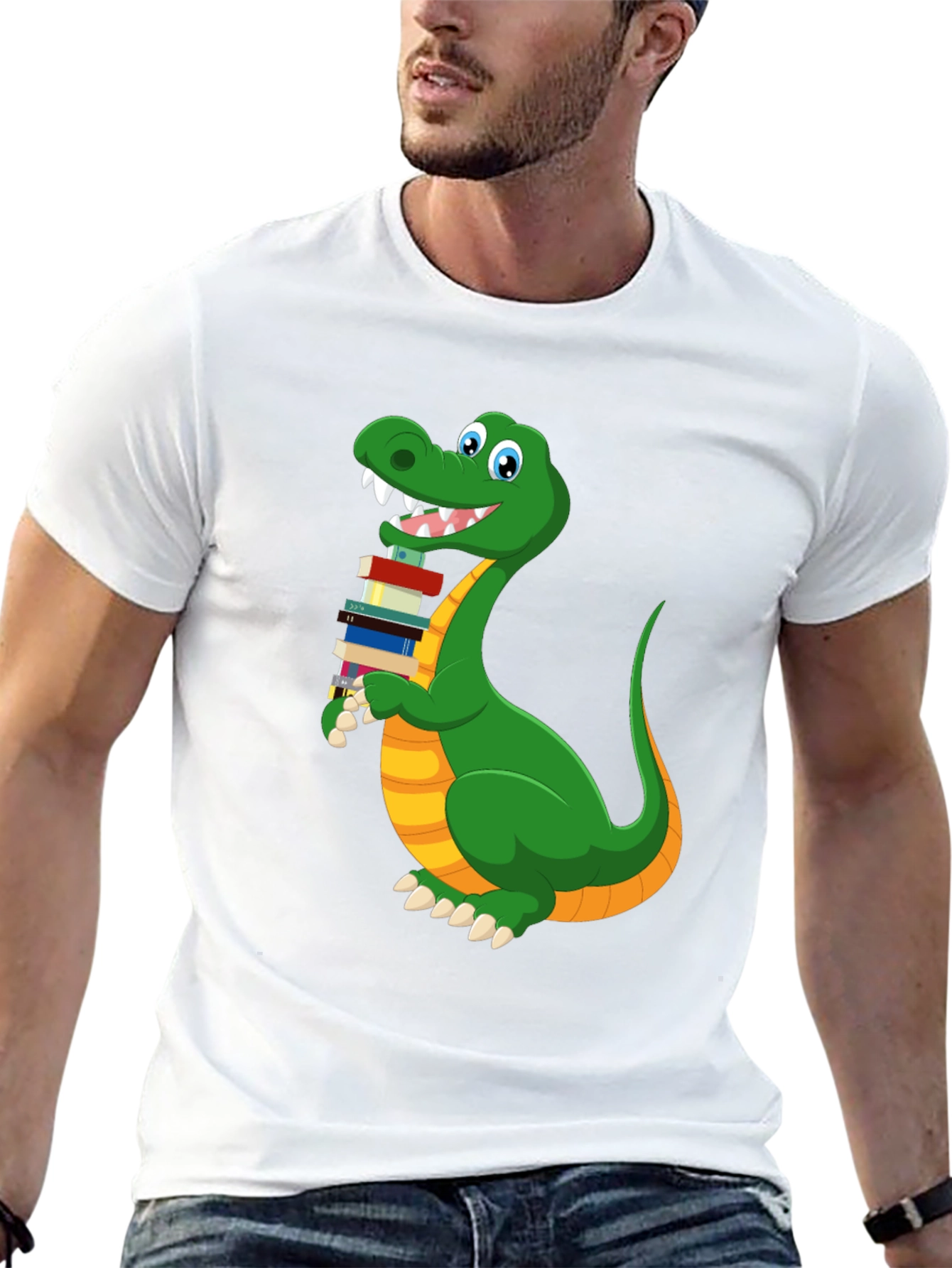 Bookworm Dinosaur Graphic T-Shirt