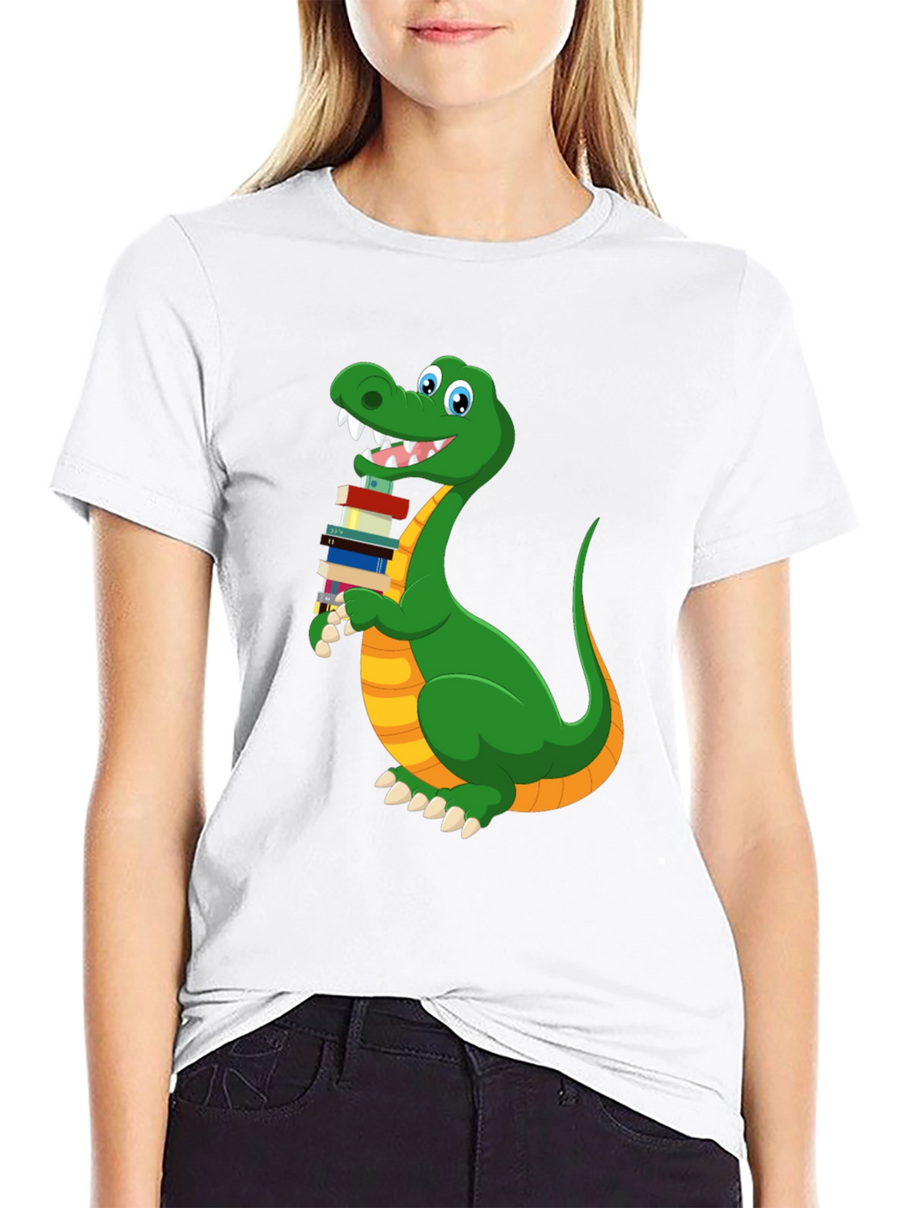Bookworm Dinosaur Graphic T-Shirt
