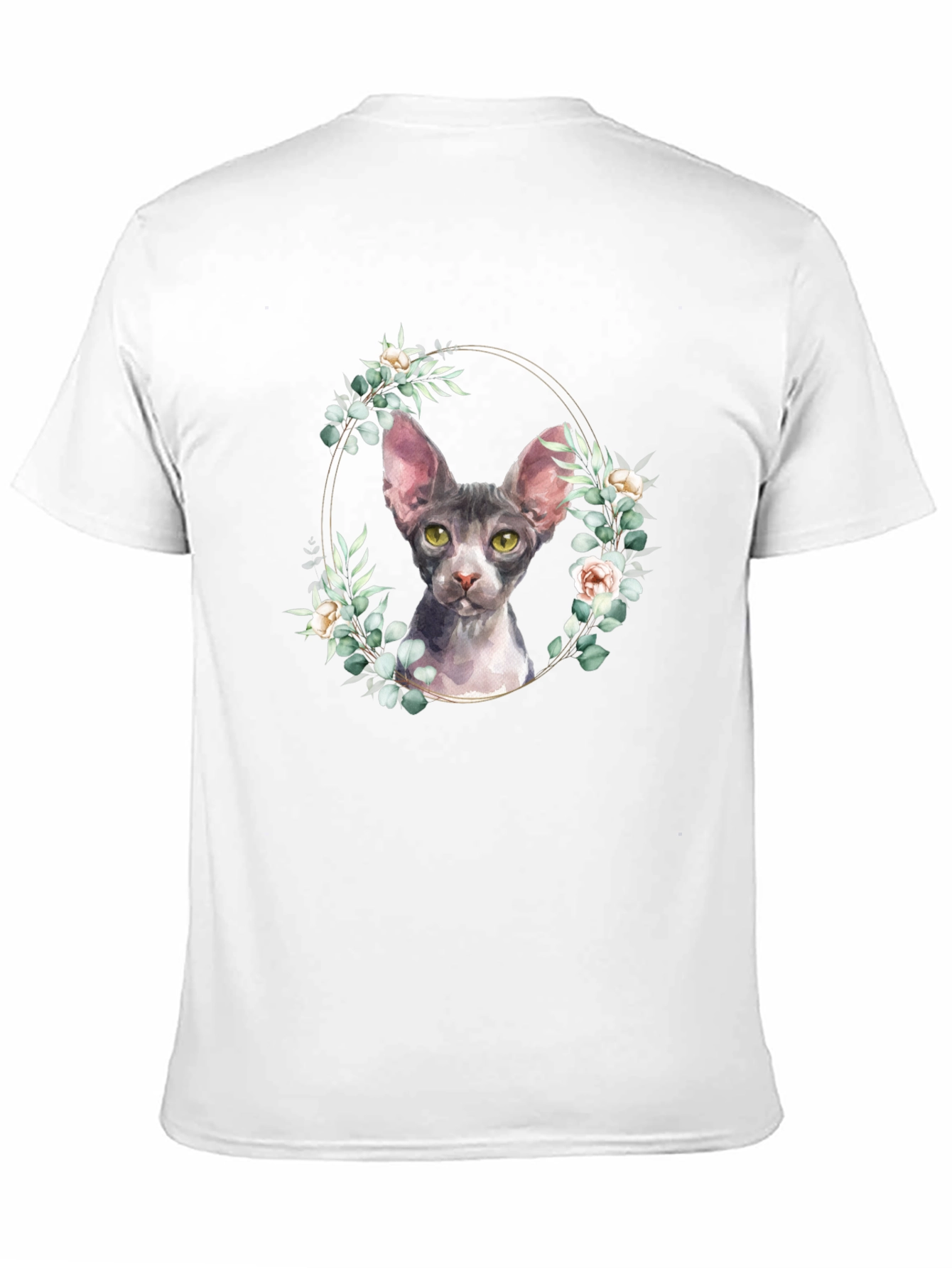 Sphynx Cat Floral Wreath T-Shirt