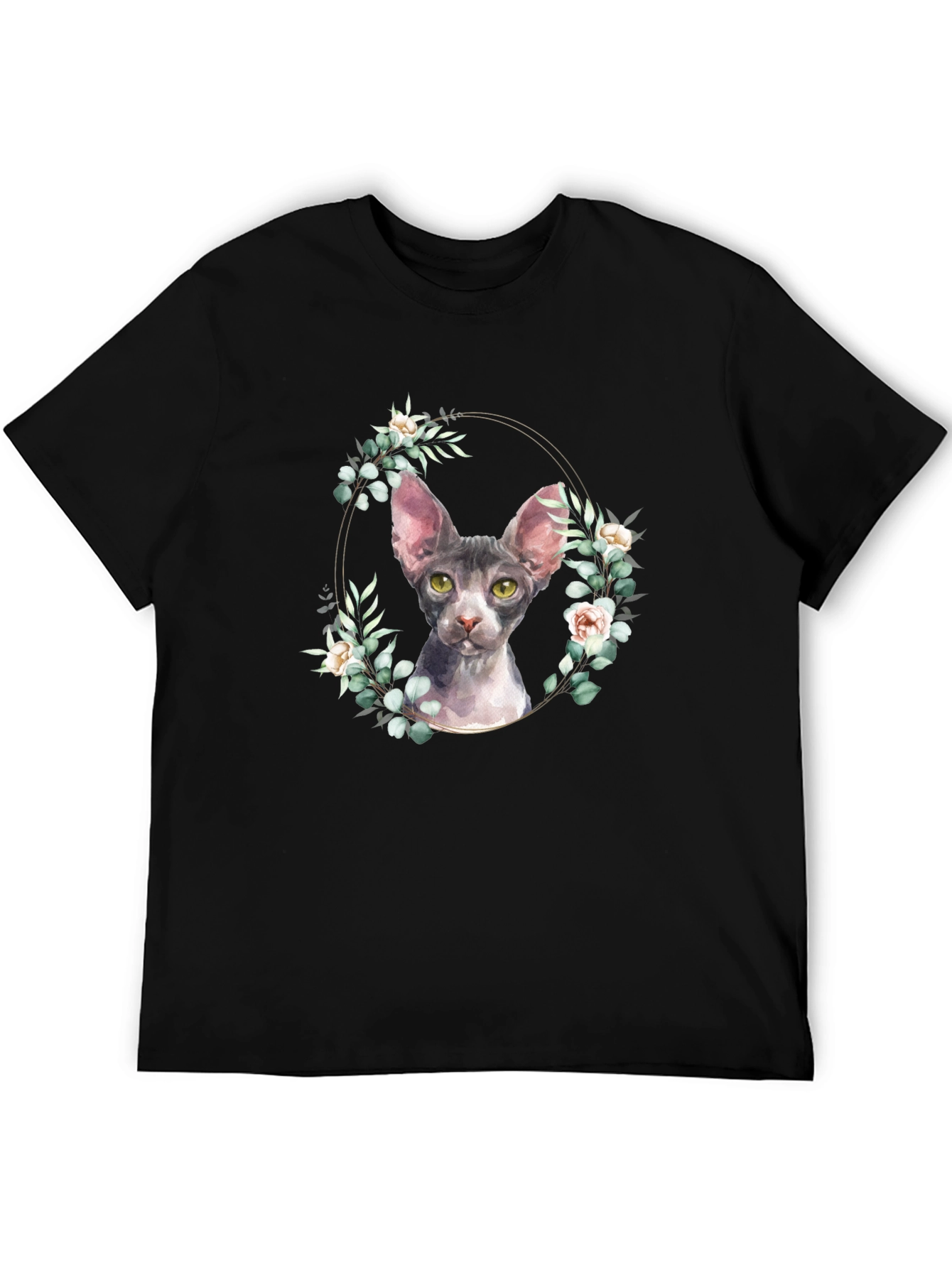 Sphynx Cat Floral Wreath T-Shirt
