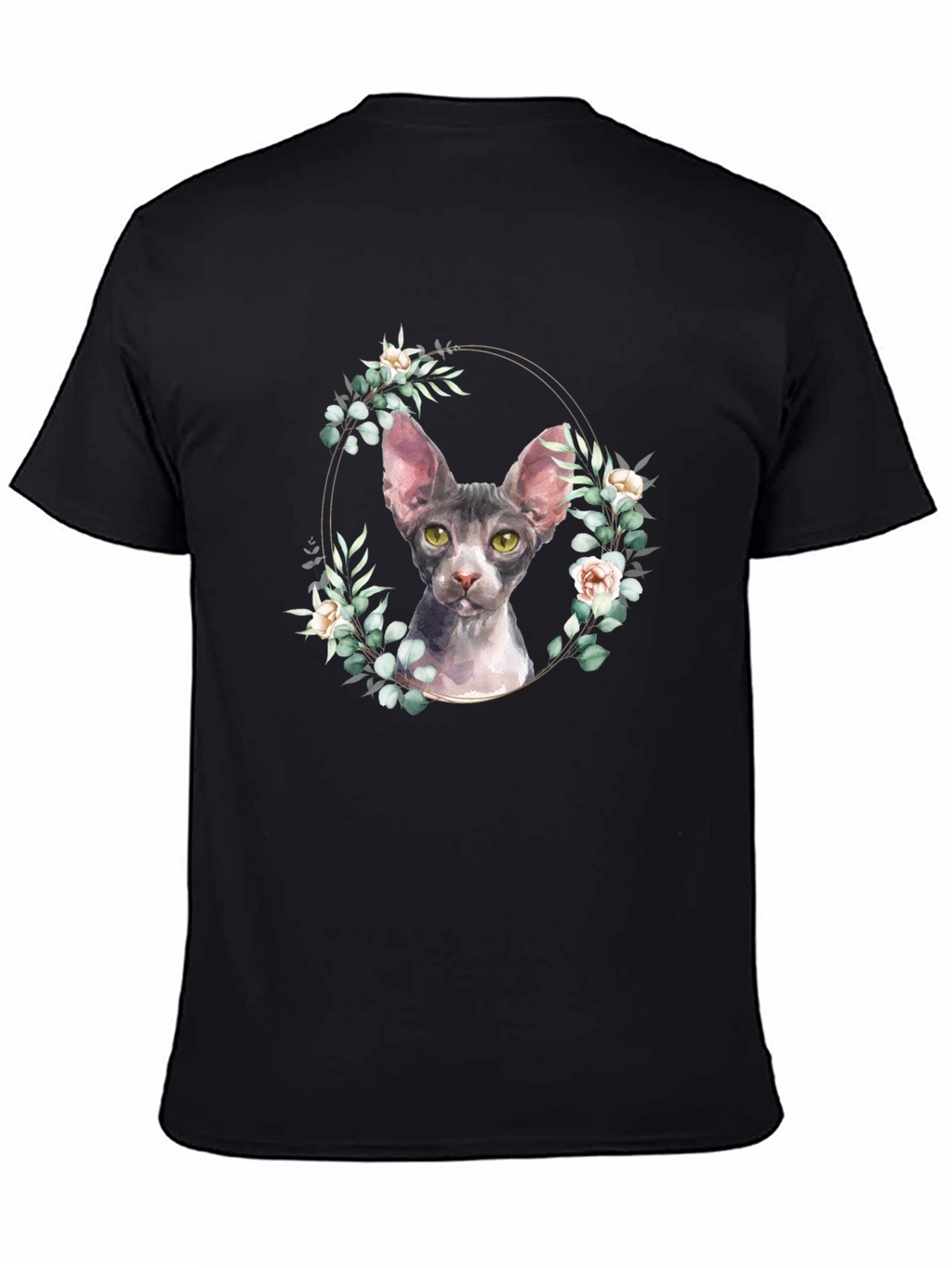 Sphynx Cat Floral Wreath T-Shirt