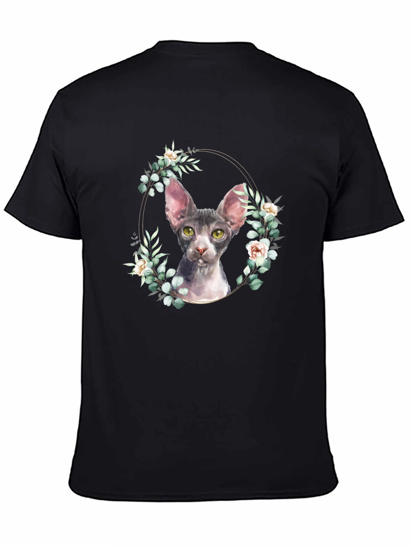 Sphynx Cat Floral Wreath T-Shirt