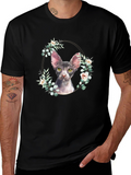 Sphynx Cat Floral Wreath T-Shirt