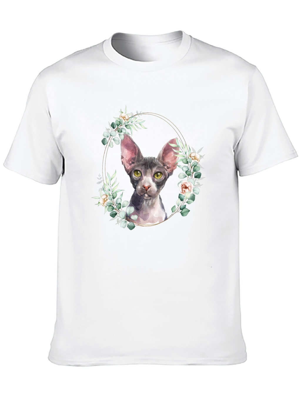 Sphynx Cat Floral Wreath T-Shirt