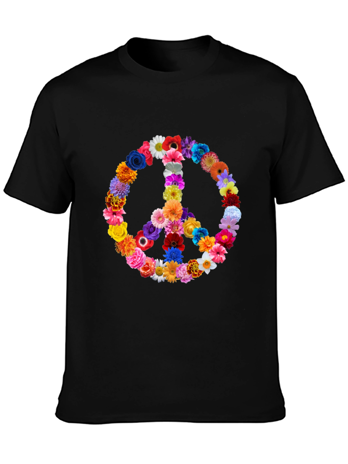 Floral Peace Sign T-Shirt - Hippie Style