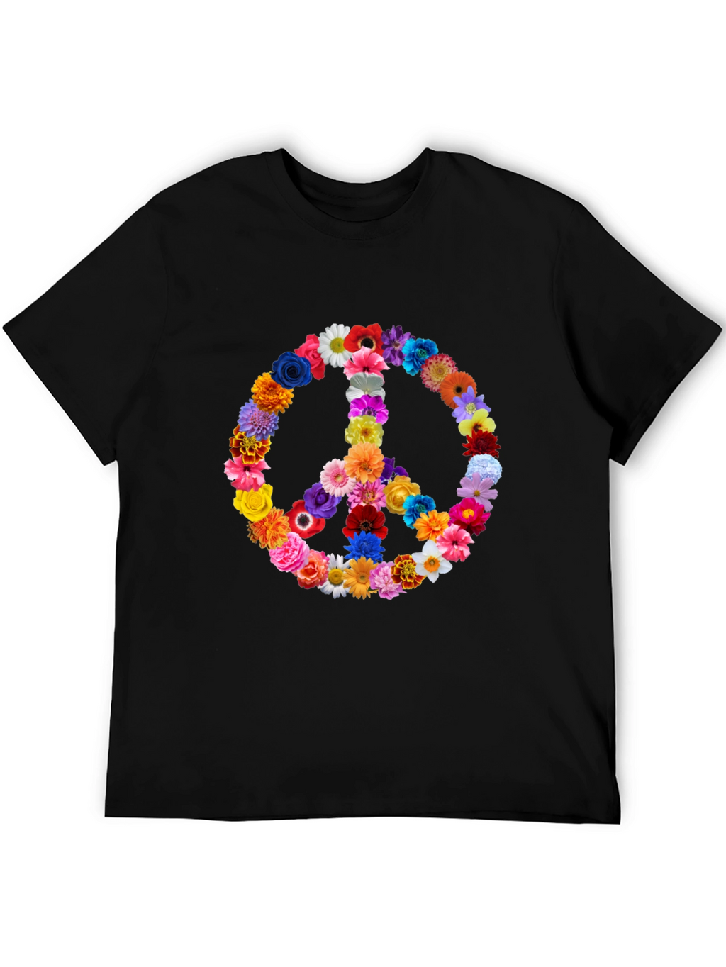 Floral Peace Sign T-Shirt - Hippie Style