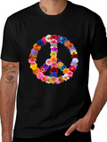 Floral Peace Sign T-Shirt - Hippie Style