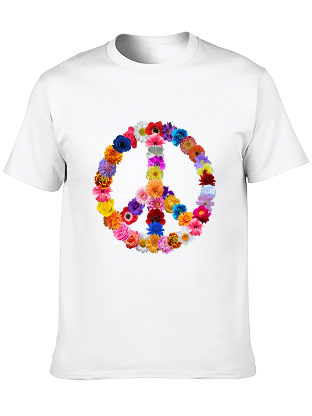 Floral Peace Sign T-Shirt - Hippie Style