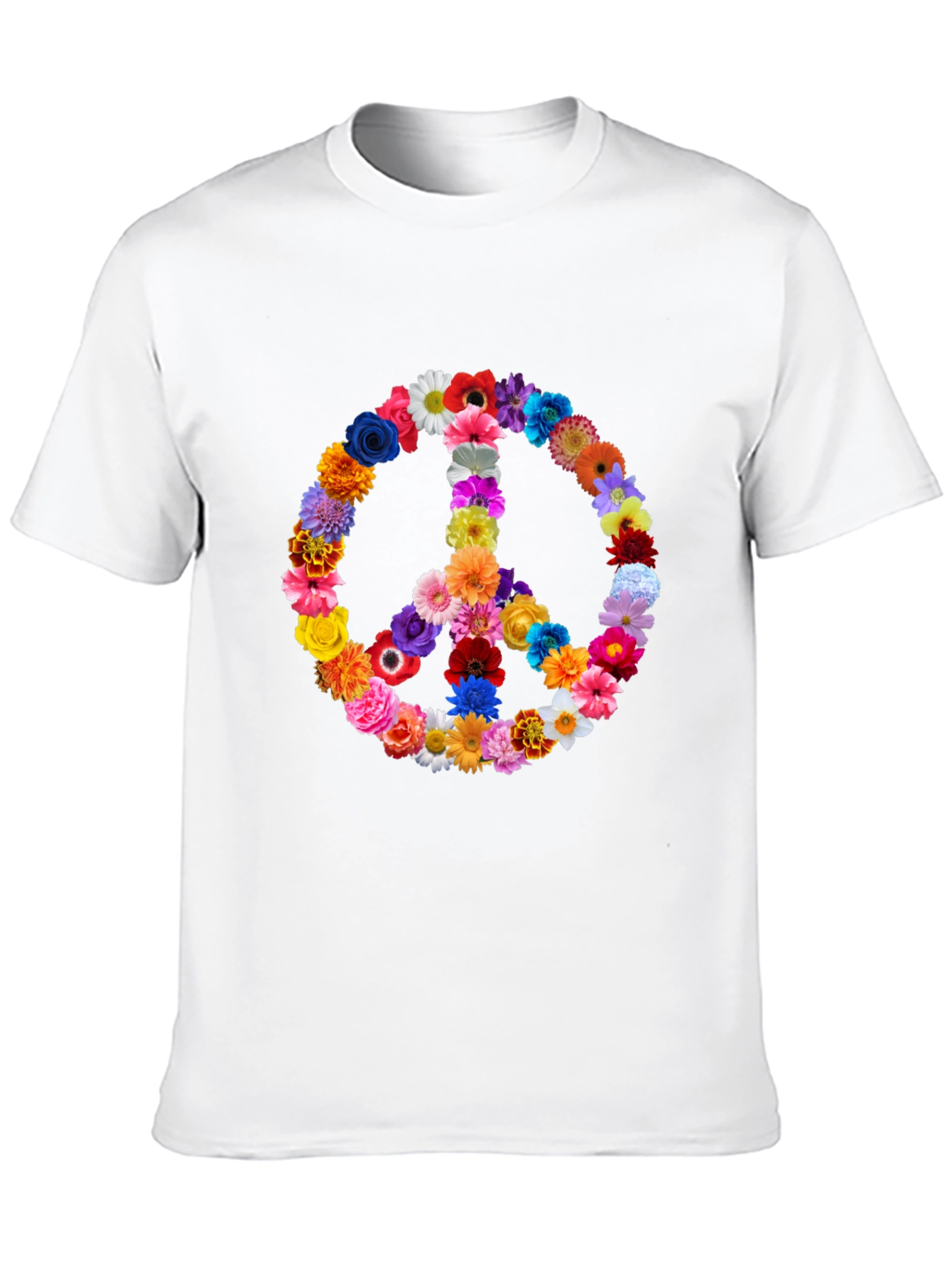 Floral Peace Sign T-Shirt - Hippie Style