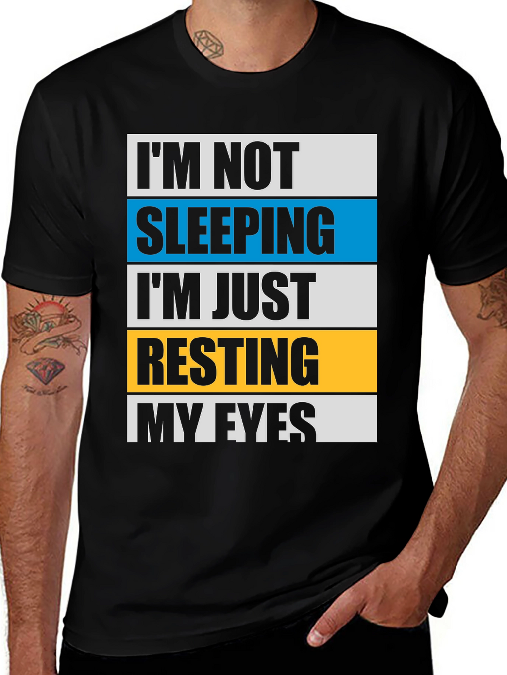 Resting My Eyes Graphic Tee - Funny Sleep Shirt