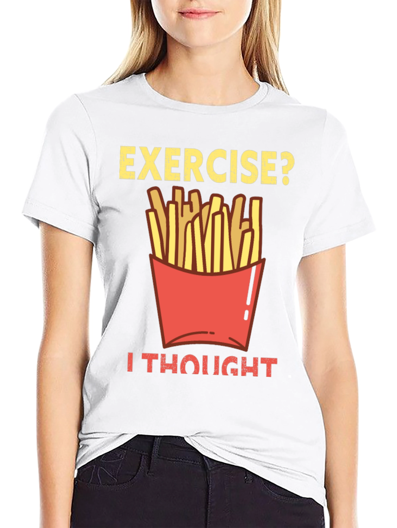 Exercise? Fries Graphic Tee - Funny Foodie Shirt