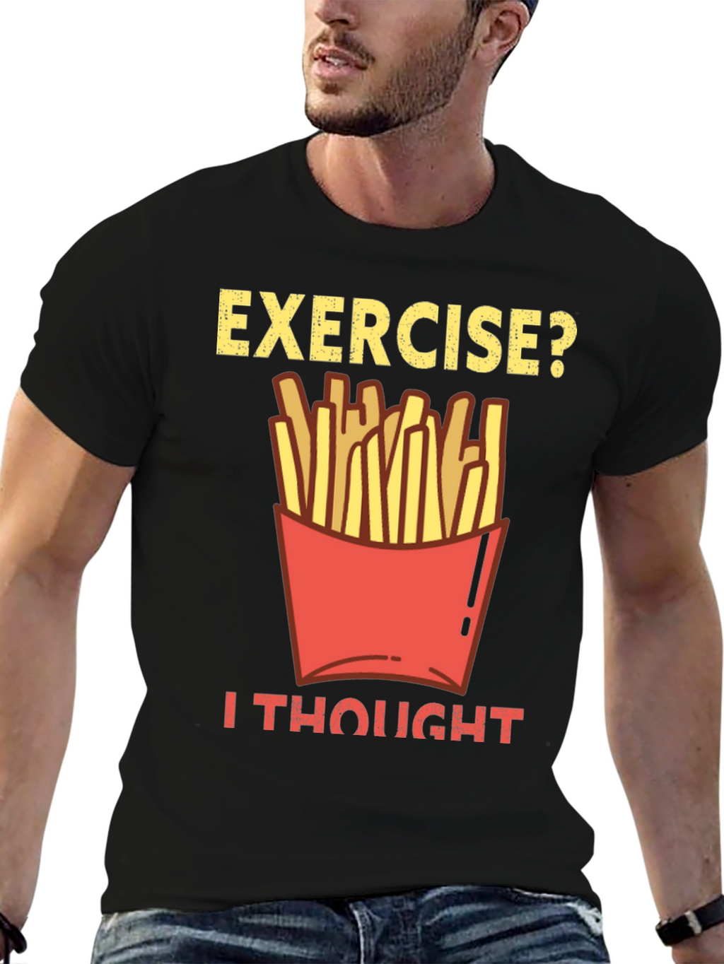 Exercise? Fries Graphic Tee - Funny Foodie Shirt