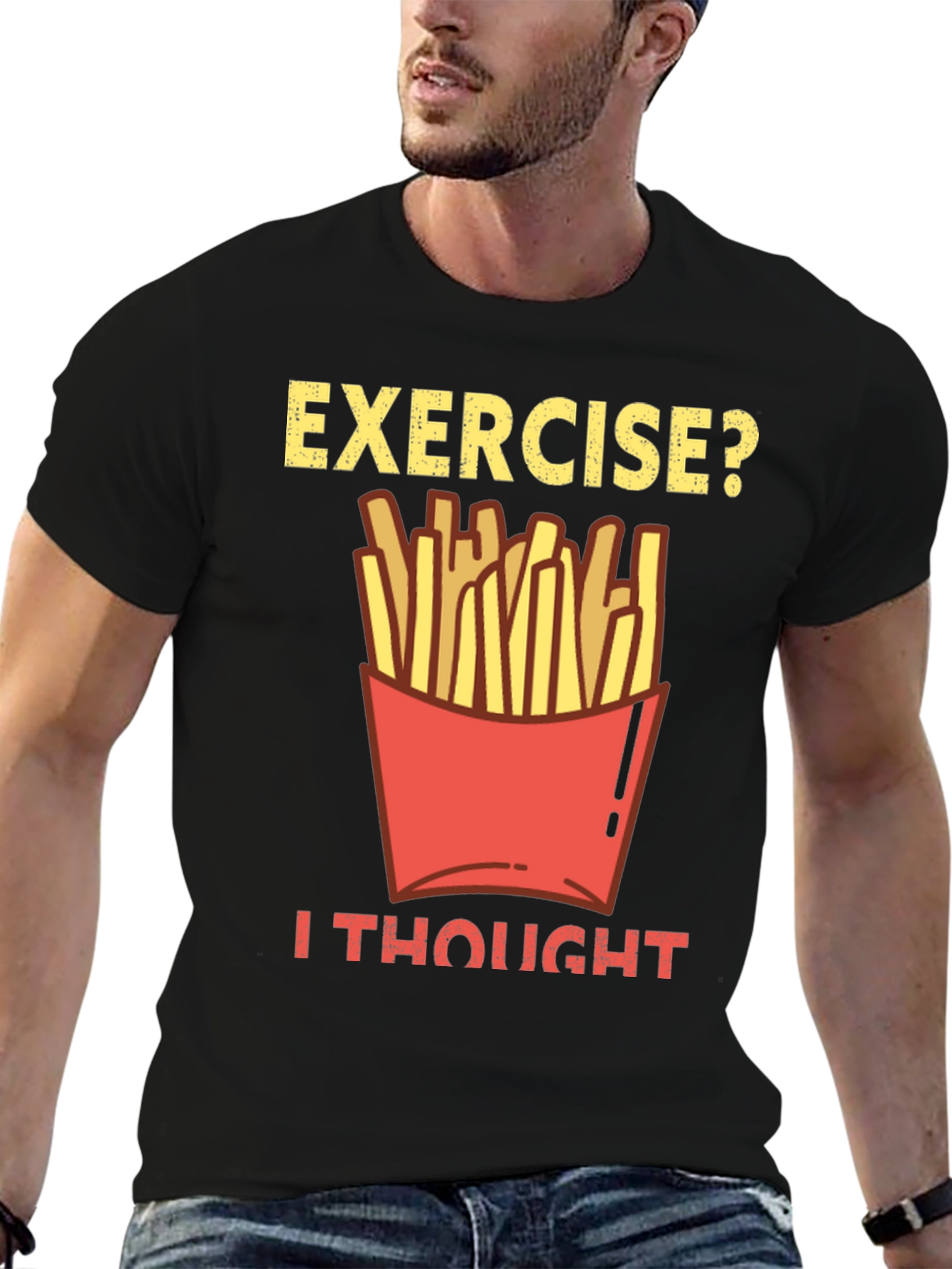 Exercise? Fries Graphic Tee - Funny Foodie Shirt