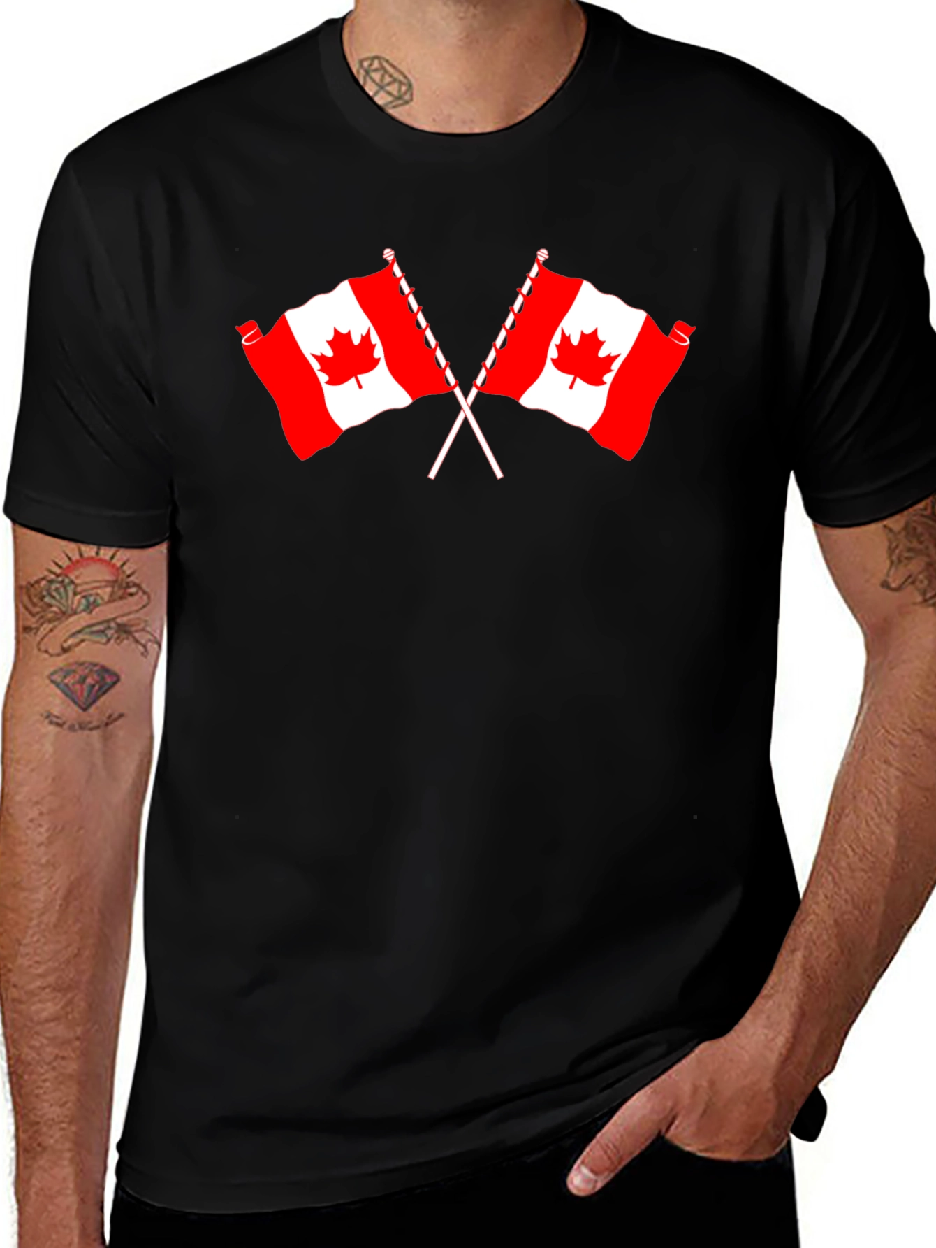 Canadian Flag T-Shirt - Red & White Maple Leaf Design