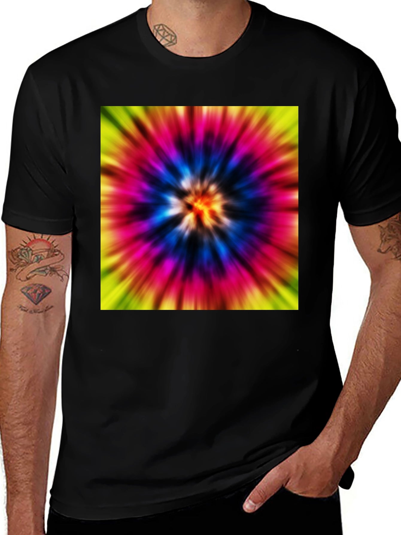 Tie-Dye Graphic Black T-Shirt