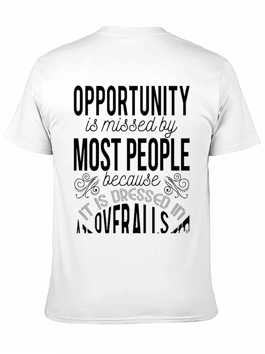 Opportunity in Overalls Black Graphic Tee