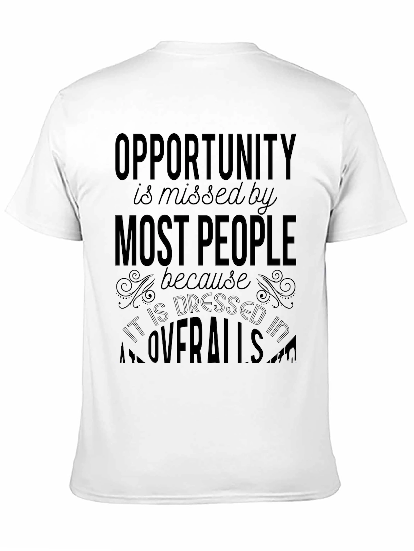Opportunity in Overalls Black Graphic Tee