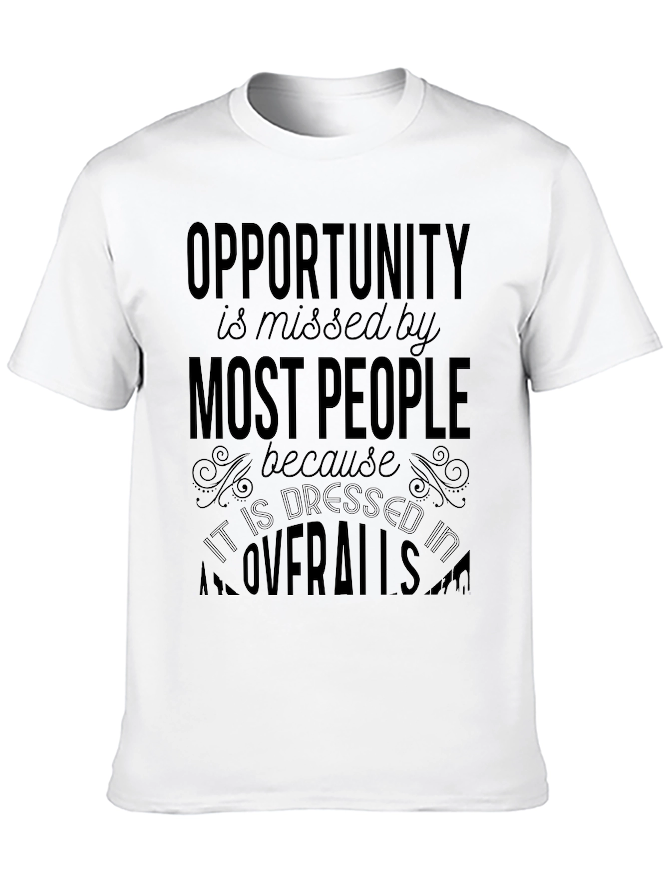 Opportunity in Overalls Black Graphic Tee