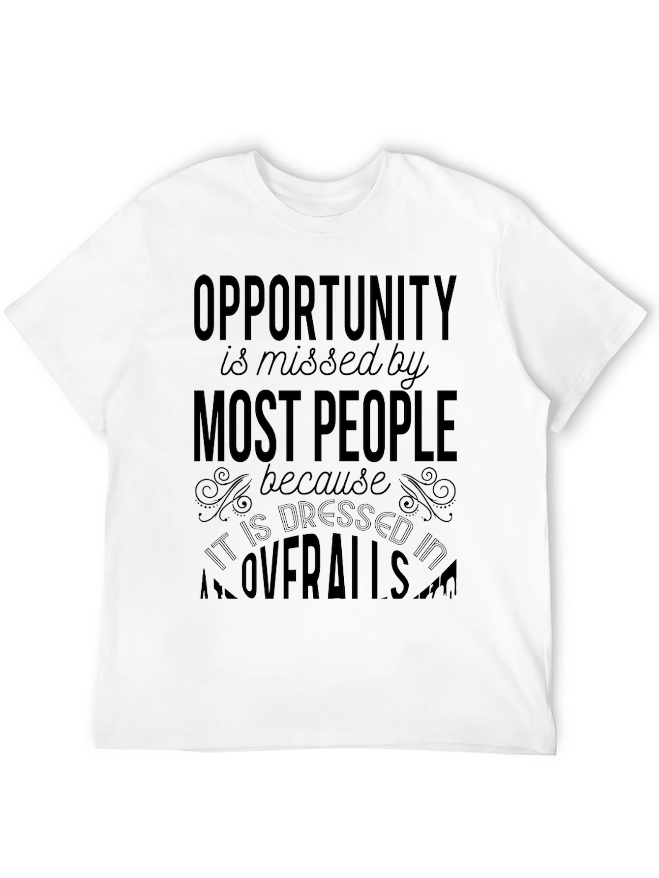 Opportunity in Overalls Black Graphic Tee
